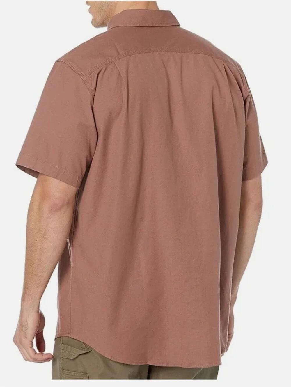 Carhart Men Rugged Flex Short Sleeve Button Front Shirt 2XL Tall Brown Performan